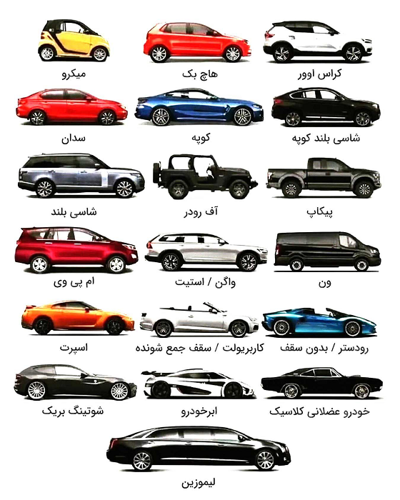 کلاس انواع خودروهای سبک